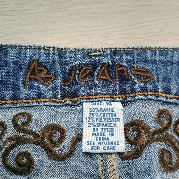 Nwt AB Jeans Denim Jean Skirt Country Western Embroidery Pencil Short Size 14 - Picture 2 of 4